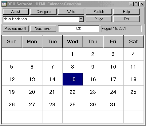 HTML Calendar Generator 3.00 by D. Brent Herring- Software Download
