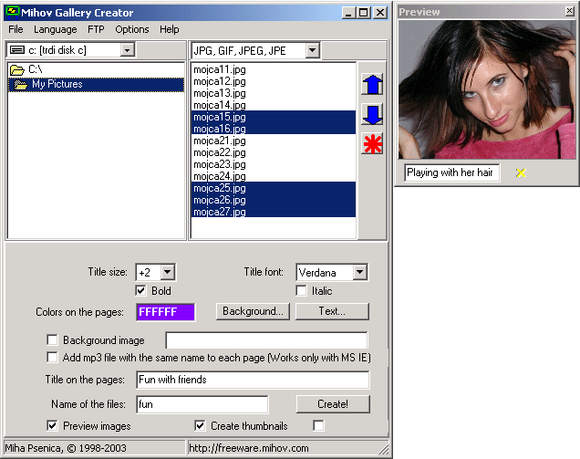 Create version. Html web Gallery creator 1.2. Preview creator