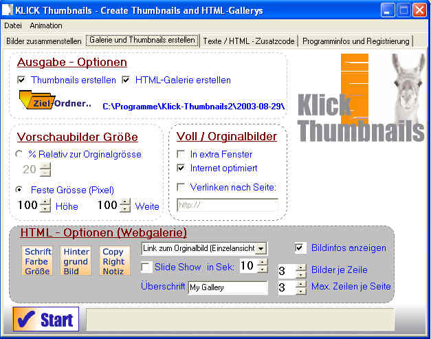 KLICK THUMBNAILS 1.6 by 1street.de- Software Download