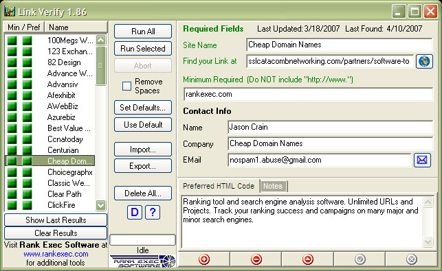 Link Verify 1.5 by Rank Exec Software- Software Download