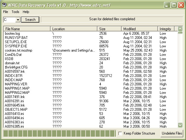Data Recovery by ADRC freeware