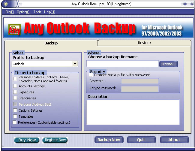 Any Outlook Backup