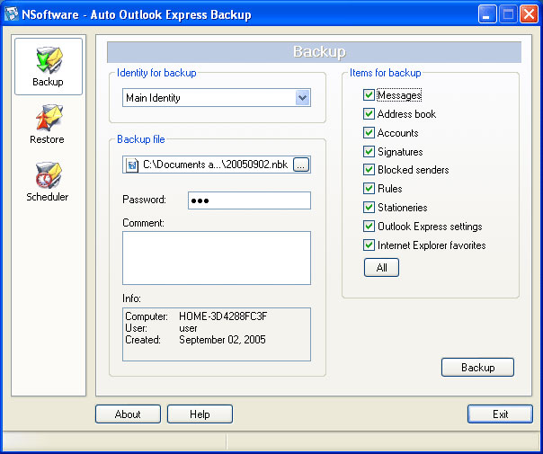 Auto Outlook Express Backup