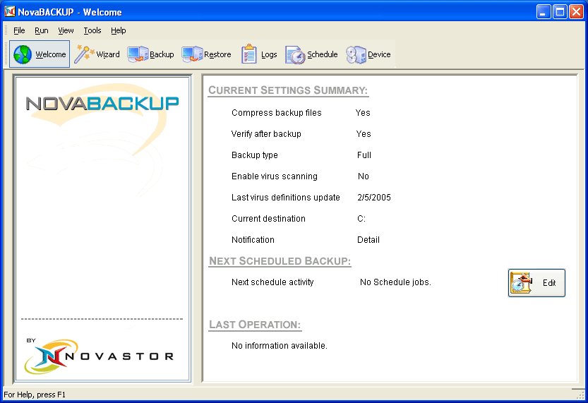 NovaBACKUP Server Edition