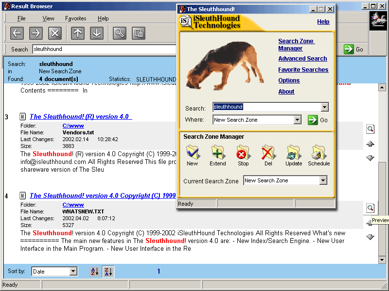 The Sleuthhound Desktop Search