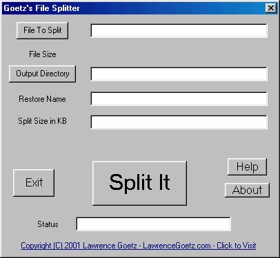 Goetz.s File Splitter 2.0 by Lawrence Goetz- Software Download