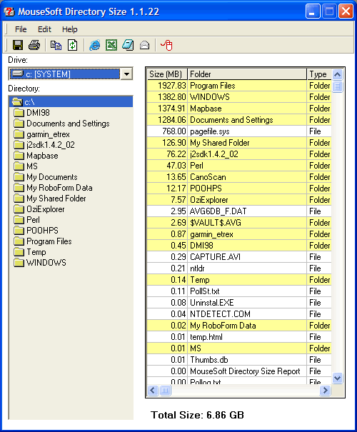 MouseSoft Directory Size