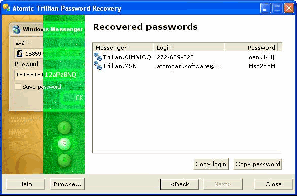 Atomic Trillian Password Recovery
