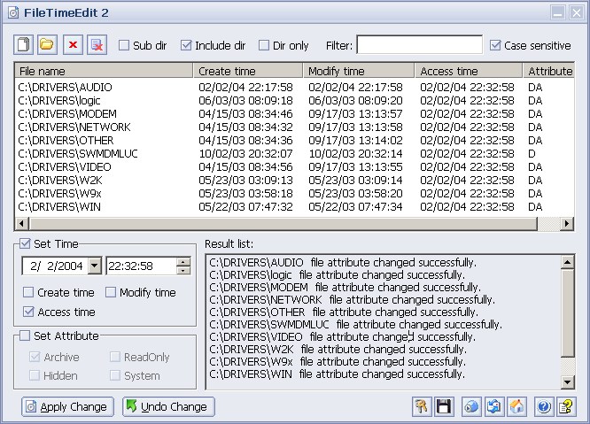 Set file attributes