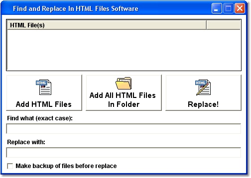 Find and Replace In HTML Files Software 7.0