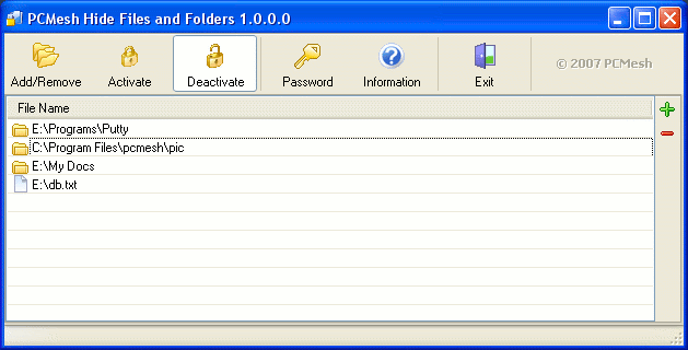 PCMesh Hide Files and Folders