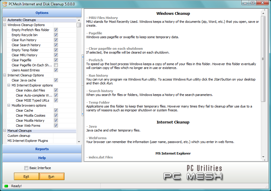 PC Mesh Internet and Disk Cleanup