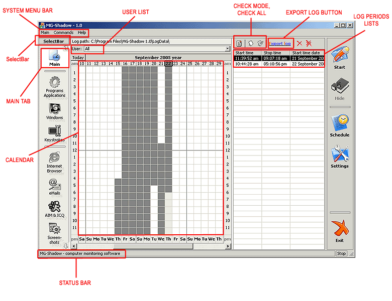 MGShadow: Computer monitoring software