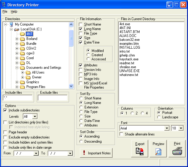 Directory Printer 3.44A by Wraptech Limited- Software Download