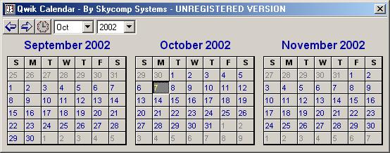 Qwik Calendar 1.01 by Skycomp Systems- Software Download