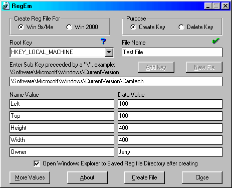 RegEm 1.0 by Camtech 2000- Software Download