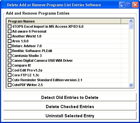 Delete Add or Remove Programs List Entries Software 7.0
