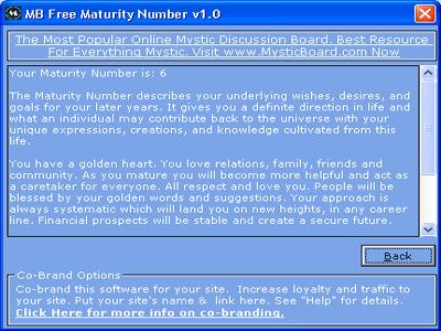 MB Free Maturity Number