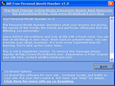 MB Free Personal Month Number
