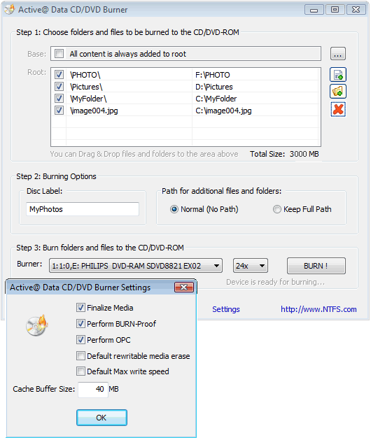 Active Data CD/DVD Burner