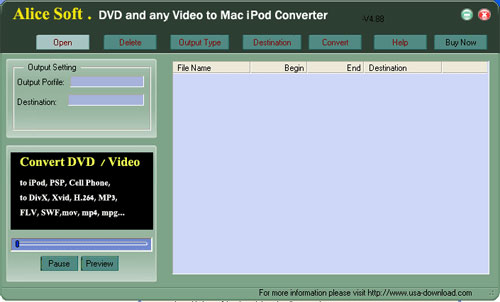 Alice AVI to Mac iPod Converter