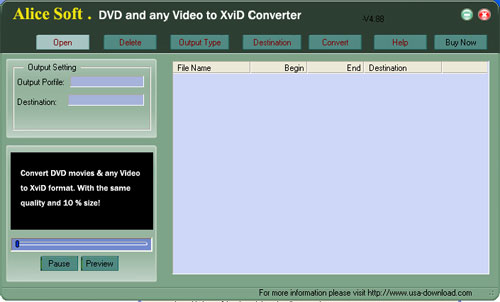 Alice DVD any Video to XviD Converter