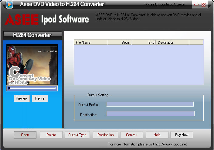 Asee DVD Video to H.264 Converter