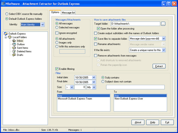 Attachment Extractor for Outlook Express