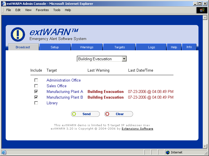 extWARN Emergency Alert Software System