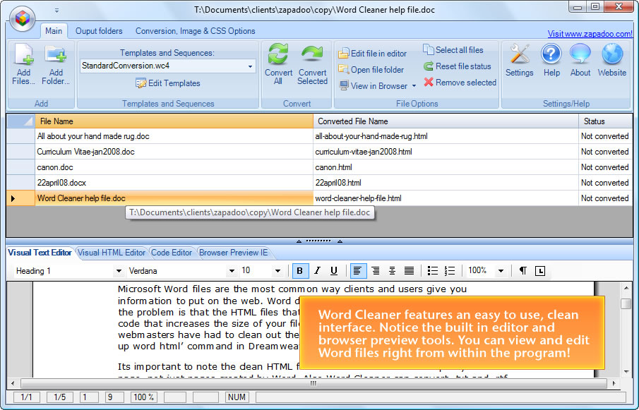 Word Cleaner Text To HTML Converter