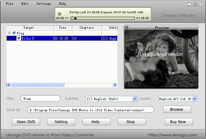 Lenogo DVD Movie to iPod VIDE0 Converter
