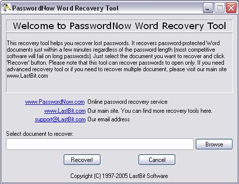 PasswordNow Word Recovery Tool