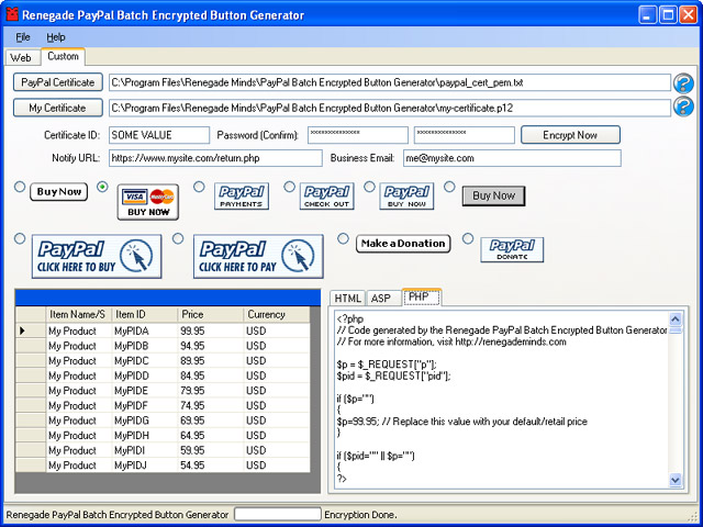 PayPal Batch Encrypted Button Generator 3.0