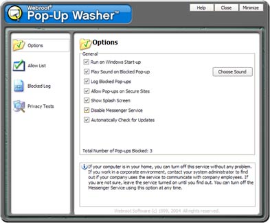 Webroot PopUp Washer 2.5