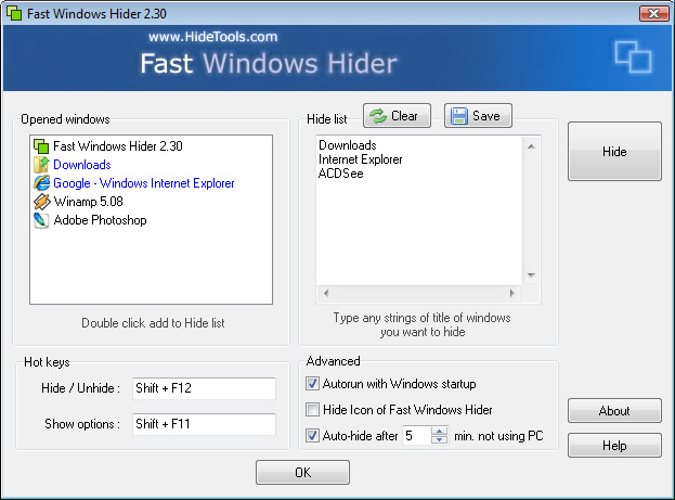 Fast Windows Hider
