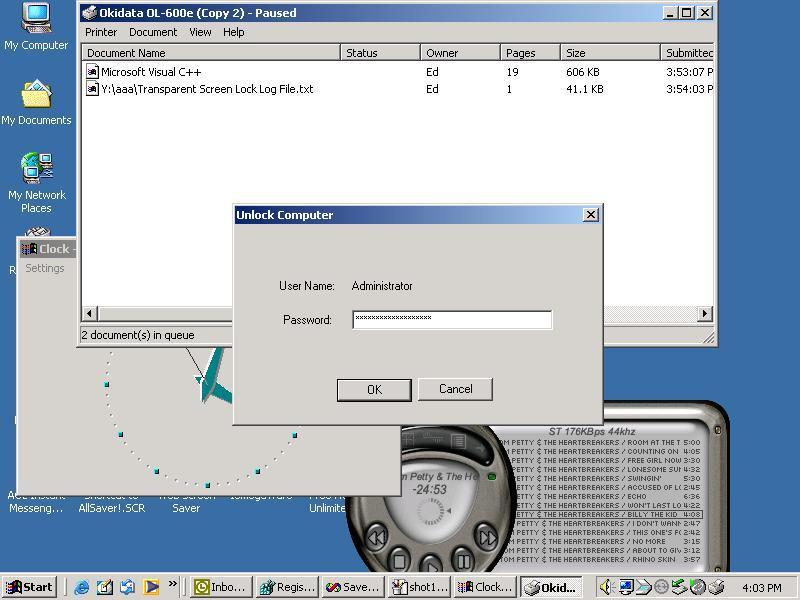 Transparent Screen Lock for WinNT/2000/XP/2003