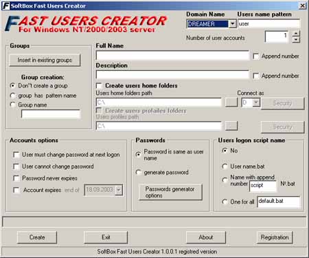 Fast Users Creator