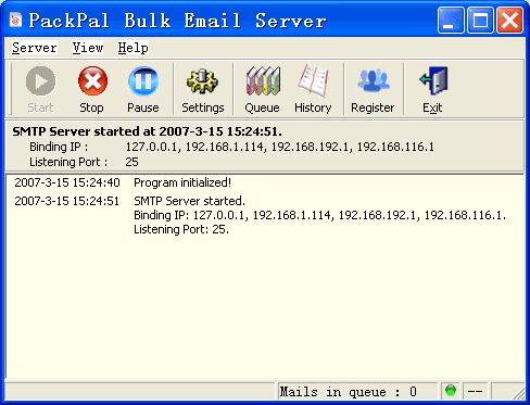 PackPal Bulk Email Server