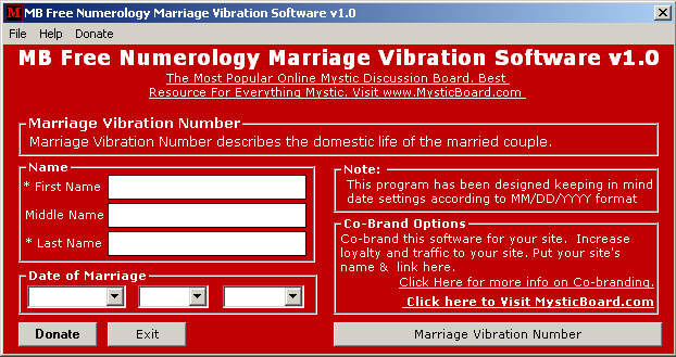 MB Free Numerology Marriage Vibration