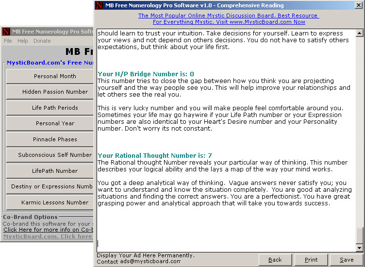 MB Free Numerology Pro Software