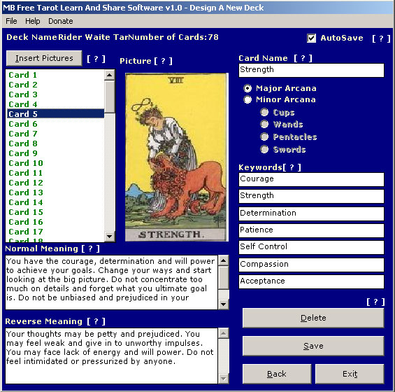 MB Free Tarot Learn And Share Software