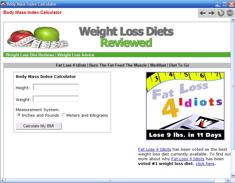 Weight Loss BMI Calculator