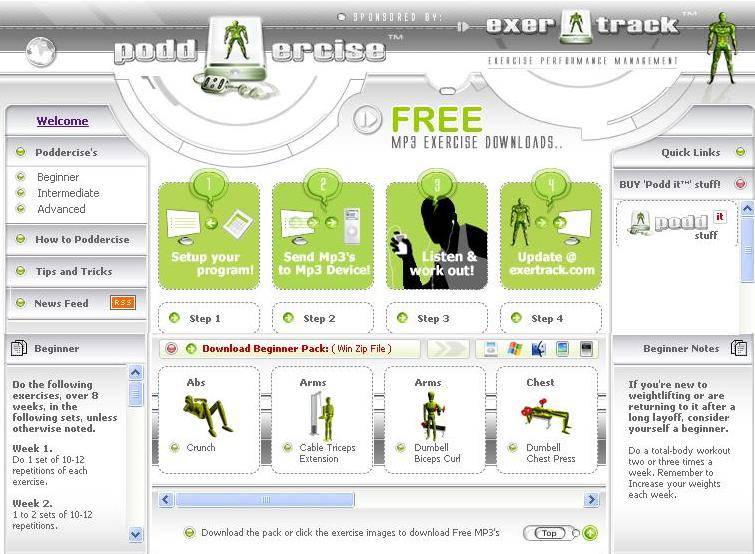 Exertrack Exercise Podcasts MP3 exercise instructionAdvanced