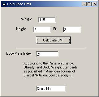 Body Mass Index Calculator