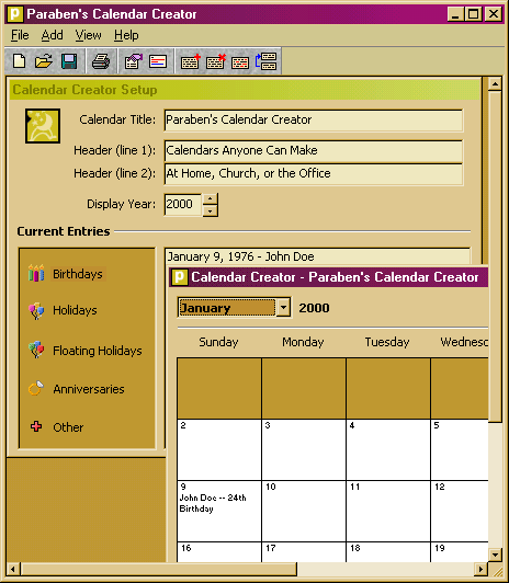 EZ Photo Calendar Creator Home Education Miscellaneous Free 