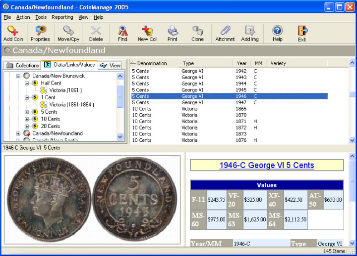 CoinManage Canada 2003 by Liberty Street Software- Software Download
