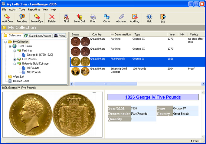 CoinManage UK Coin Collecting Software 2006