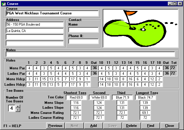 Golf Tournament Scorekeeper