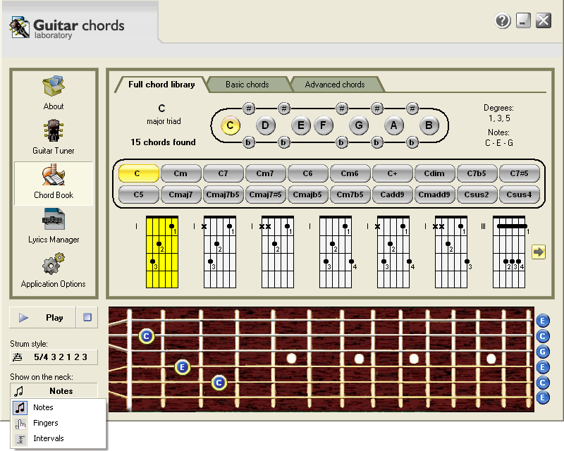 Guitar chords laboratory