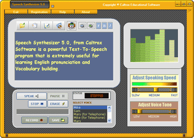 Speech Syntheszier 5.0 by Caltrox Educational Software- Software Download